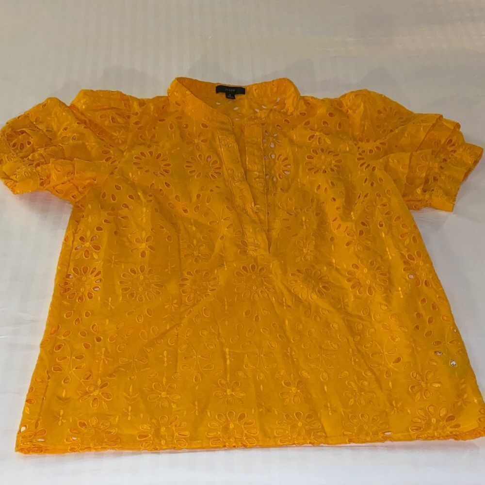 J. Crew Sunny Yellow Eyelet Top with camisole lining Small